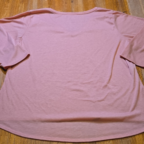 Jennifer‎ Lauren Plus XL Solid Blush Pink V-Neck 3/4 Sleeve Pullover Blouse - Picture 8 of 8